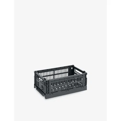 Hay Charcoal Colour Stackable Small Plastic Crate 26cm X 17cm In Gray