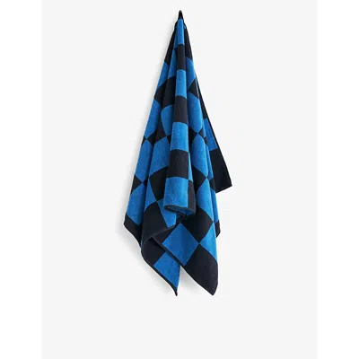 Hay Cobalt Blue Check-pattern Cotton Bath Towel In Cobalt Blue