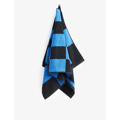 Hay Cobalt Blue Check-pattern Cotton Hand Towel