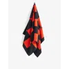 Hay Poppy Red Check-pattern Cotton Hand Towel In Poppy Red