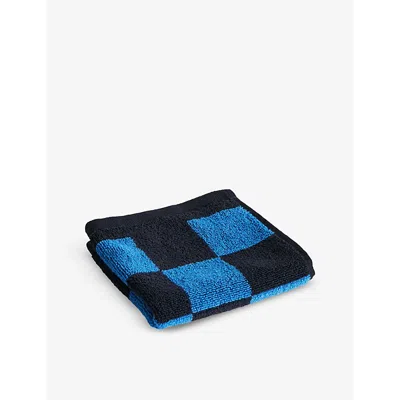 Hay Cobalt Blue Check-pattern Cotton Wash Cloth