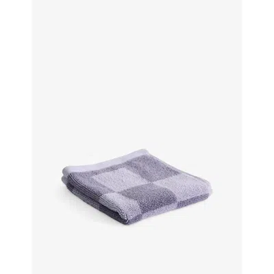 Hay Lavender Check-pattern Cotton Wash Cloth In Gray