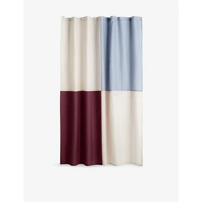 Hay Checked Cotton Shower Curtain Burgundy