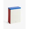 Hay Checkerboard-pattern Large Tin Container Offwhite Blue And Red In Offwhite Blue And Red