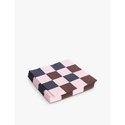 Hay Checkered Paper Napkins Set Of 20 Light Pink Black