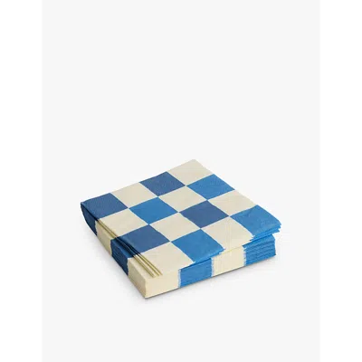 Hay Checkered Paper Napkins Set Of 20 Off White  Blues