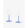 Hay Clear And Jade Blue Tint Wine Borosilicate Glasses Set Of Two In Blue