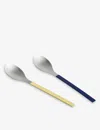 Hay Dark Blue And Yellow Mvs Square-handle Stainless-steel Serving Spoons Set Of Two In Dark Blue And Yellow