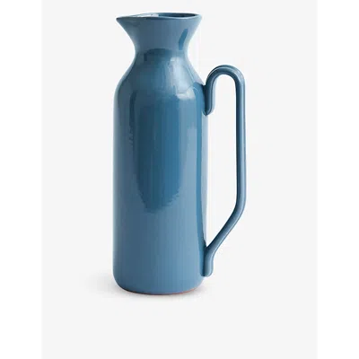 Hay Dark Blue Barro Sculptural-handle Terracotta Jug