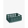 Hay Dark Green Colour Stackable Medium Plastic Crate 34cm X 26cm