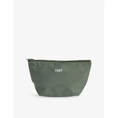 Hay Dark Green Grid Small Woven Pouch