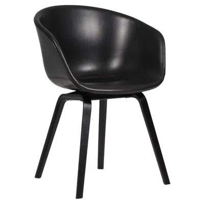 Pre-owned Hay Dining Chairs Model Aac22, Black Stained Oak And Black Silk Aniline Leather