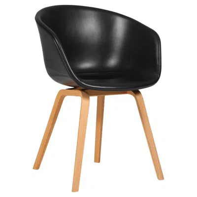 Pre-owned Hay Dining Chairs Model Aac22, Oak And Black Silk Aniline Leather