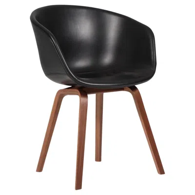 Pre-owned Hay Dining Chairs Model Aac22, Walnut And Black Silk Aniline Leather
