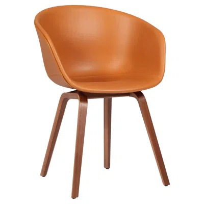 Pre-owned Hay Dining Chaurs Model Aac22, Walnut And Cognac Silk Aniline Leather In Brown