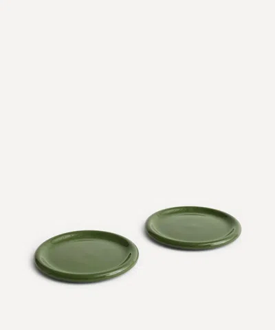Hay Green Barro Round Terracotta Plates Set Of Two