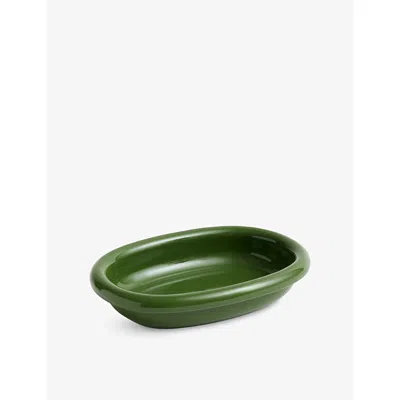 Hay Green Barro Small Striped Terracotta Oval Dish