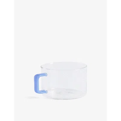 Hay Jade Light Blue Brew Contrast-handle Glass Cup In White