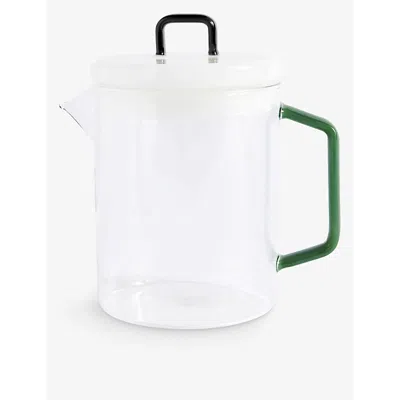 Hay Jade White Brew Contrast-handle Glass Pot In Green