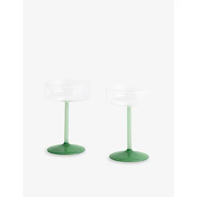 Hay Light Green And Jade Tint Coupe Borosilicate Glass Set Of Two