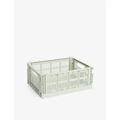 Hay Mint Colour Stackable Medium Plastic Crate 34cm X 26cm In Green