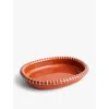 Hay Natural With Stripes Barro Large Striped Terracotta Oval Dish In Natural With Stripes