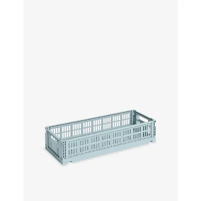 Hay Dusty Blue Oblong Stackable Crate