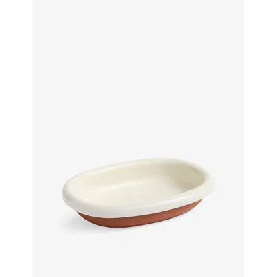 Hay Off-white Barro Small Striped Terracotta Oval Dish