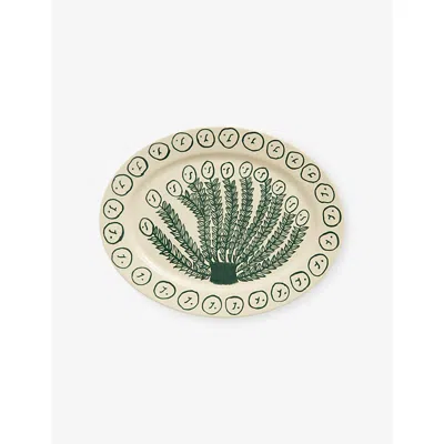 Hay Olive Grove La Pittura Ceramic Oval Serving Platter In Green