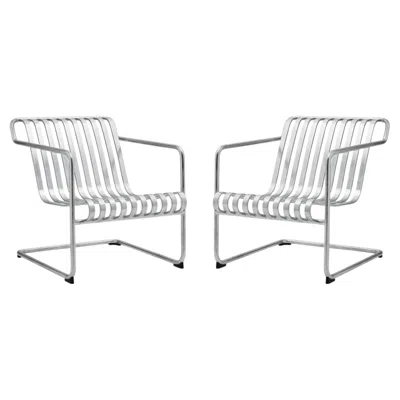 Pre-owned Hay Pair Palissade Cantilever Lounge Chair Low-hot Galvanized Steel-ronan Bouroullec In Gray