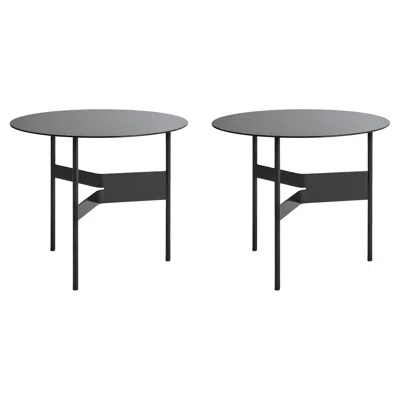 Pre-owned Hay Pair Shim Coffee Tables D54-black Powder Coated Steel-jonas Trampedach For  In Gray