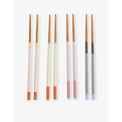 Hay Pastel Scholten & Baijings Bamboo And Beechwood Chopsticks Set Of Four In Multi