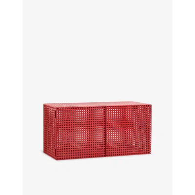 Hay Perforated Small Stainless-steel Wall Cabinet In Wine Red