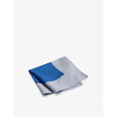 Hay Blue Ram Colour-block Organic-cotton Napkin 40cm X 40cm