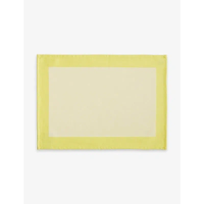 Hay Yellow Ram Colour-block Organic-cotton Placemat 40cm X 40cm
