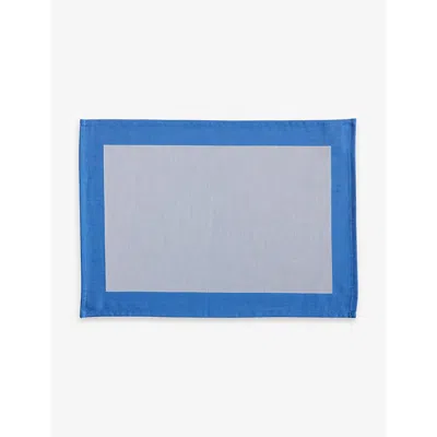 Hay Ram Colour-block Cotton Placemat 40cm X 40cm Blue