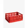 Hay Colour Stackable Medium Plastic Crate 34cm X 26cm Red In Red