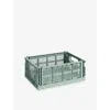 Hay Sage Green Colour Stackable Medium Plastic Crate 34cm X 26cm