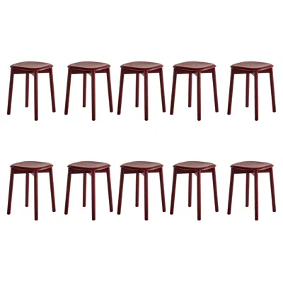 Pre-owned Hay Set Of 10 Soft Edge72 Stools, Fall Red By Iskos-berlin For