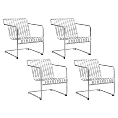 Pre-owned Hay Set Of 4 Palissade Cantilever Lounge Chairs Low-hot Galvanized Steel, For  In Gray