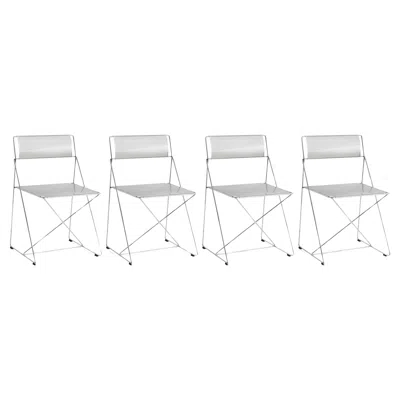 Pre-owned Hay Set Of 4 X-line Indoor Chairs Chromed Base & Seat/back By Niels Jørgen Haugesen In Gray