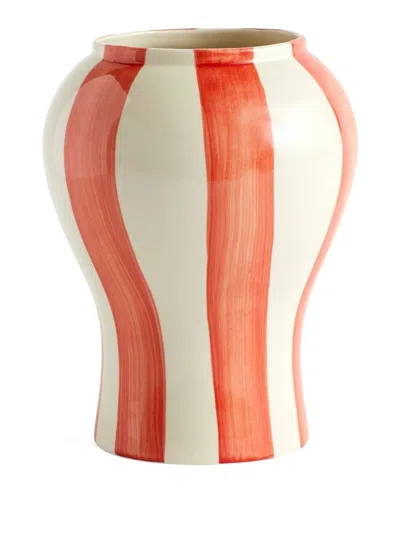 Hay Sobremesa Striped Ceramic Vase (19cm) In Red