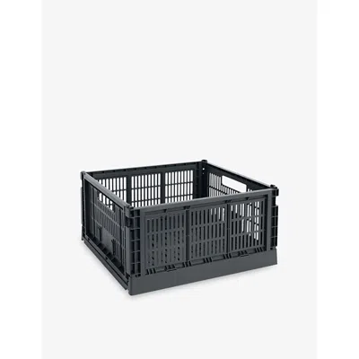 Hay Charcoal Square Colour Crate Large In Gray