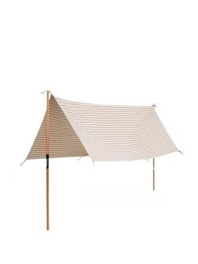 Hay Striped Beach Tent In White