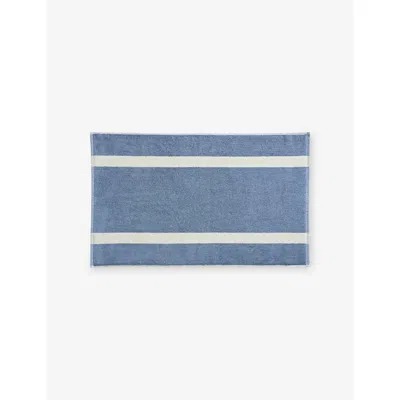 Hay Striped Cotton Bath Mat Dusty Blue