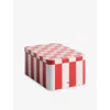 Hay Red And Owhite Striped Small Tin Container 7.3cm