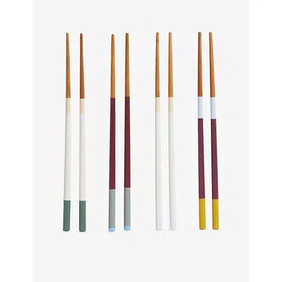 Hay Subtle Scholten & Baijings Bamboo And Beechwood Chopsticks Set Of Four In Multi