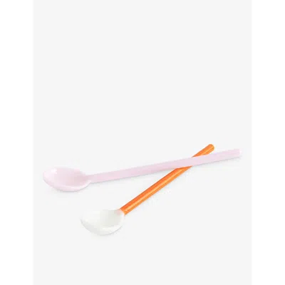 Hay Pink Bright Orange Tinted Glass Spoons Set Of Two