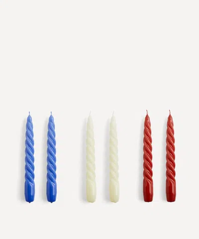 Hay Twist Candles Set Of Six In Multi-coloured