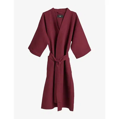 Hay Waffle Cotton-blend Bathrobe Burgundy